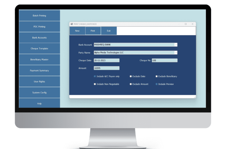 cheque printing software uae oman ksa qatar